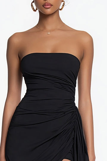 Strapless Bodycon Little Black Dress With Sash
